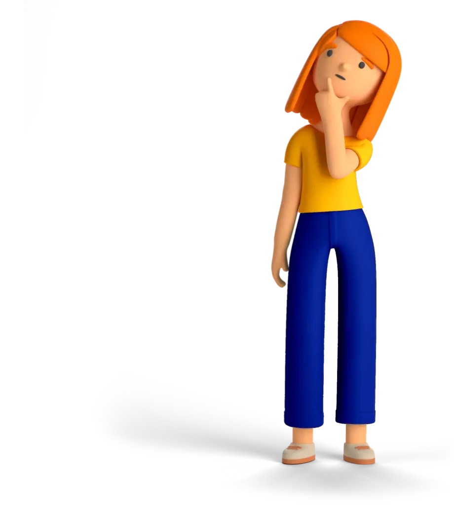 3d woman thinking about something
